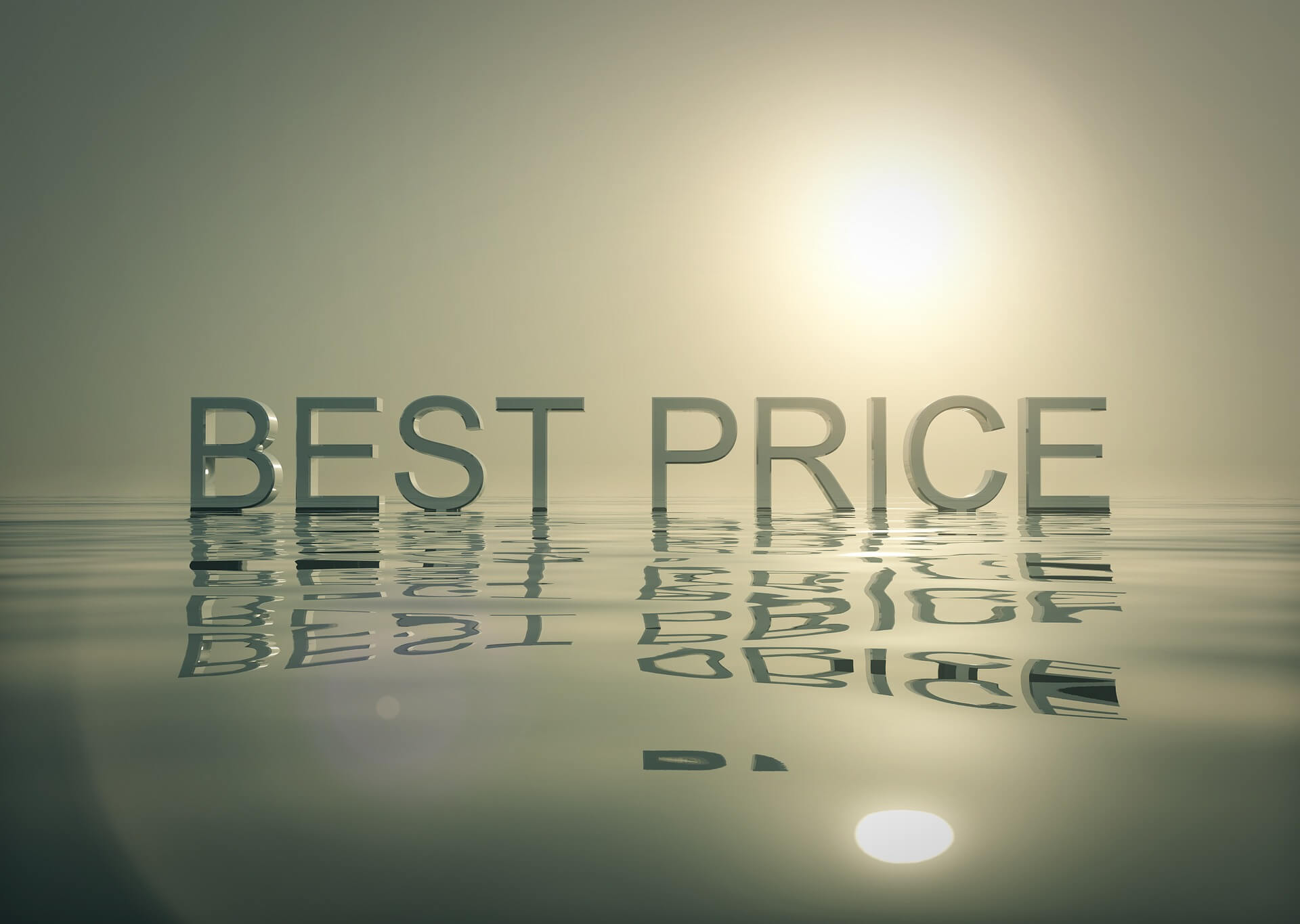Text saying best price over water